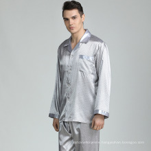 Custom Wholesale Men′s Nightwear Silk Sleepwear Button-Down Pajamas Set